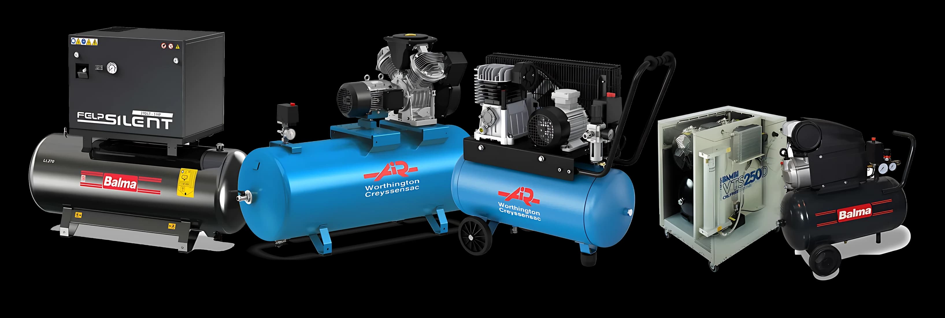 Balma, Worthington Creyssensac and Bambi piston compressors